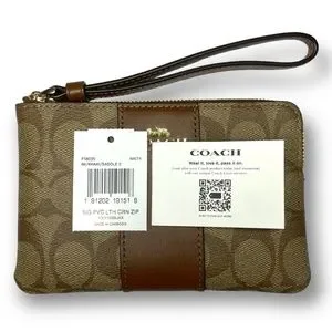 Pcv Coach Size Coach | Bags | Nwt Coach Signature Pcv Leather Corner Zip Wristlet ...